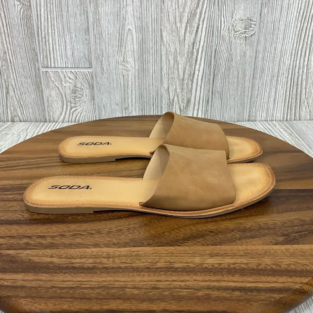 Soda Women's Size 11 Brown Suede Air Way Slip On Sandals Slides